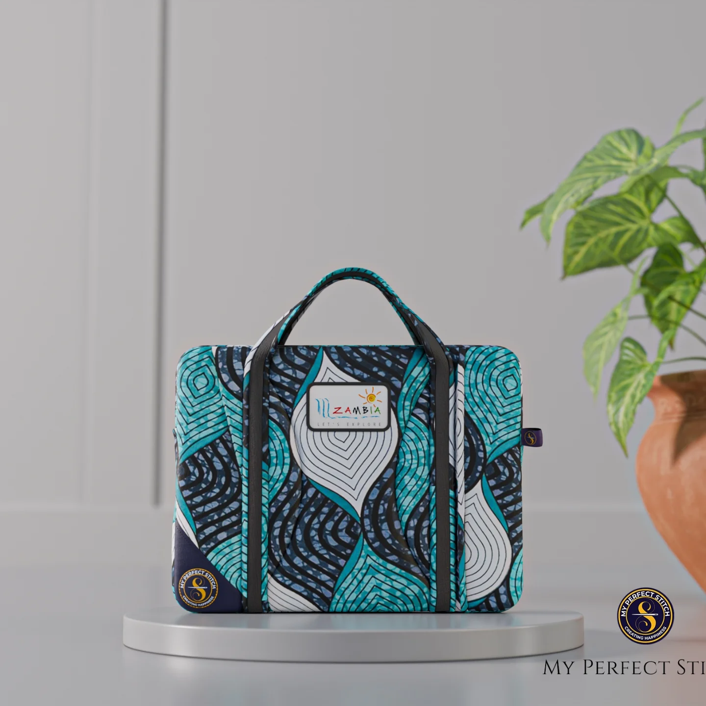 Teal Wave Laptop Bag