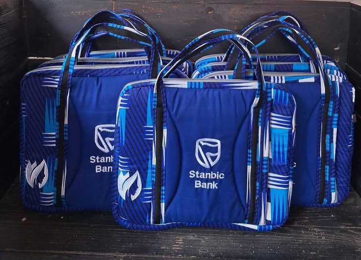 Stanbic embroidered laptop bag detail